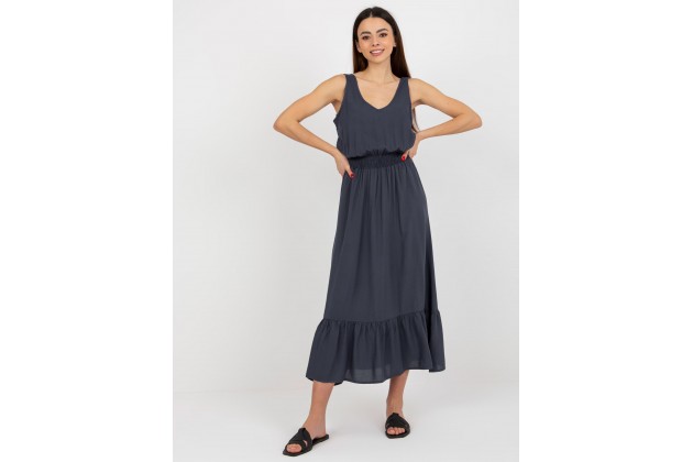 Robe longue à volants - bleu marine