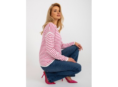 Pull rayé à manches longues - blanc et rose