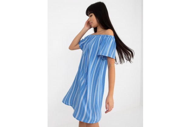 Robe courte femme à imprimé - blanche et bleue