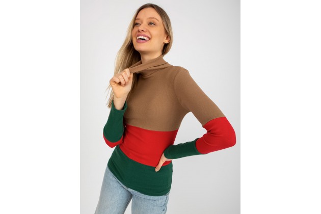Pull en cotton à col roulé - camel