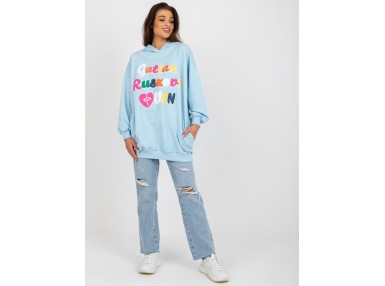 Sweat avec inscription - bleu clair
