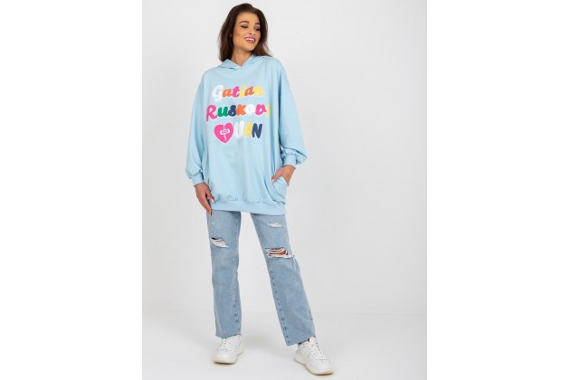 Sweat avec inscription - bleu clair