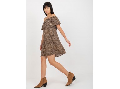 Robe courte femme à imprimé - marron