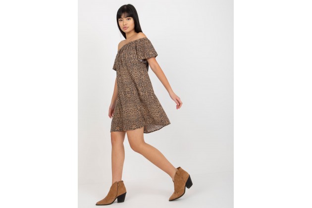 Robe courte femme à imprimé - marron
