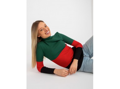 Pull en maille à col roulé - vert foncé