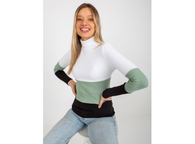 Pull en maille à col roulé - vert clair