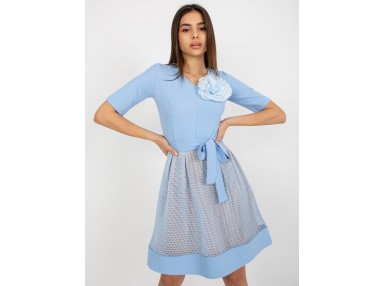 Robe courte ajourée - bleu clair