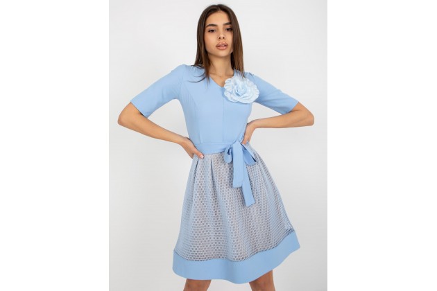 Robe courte ajourée - bleu clair