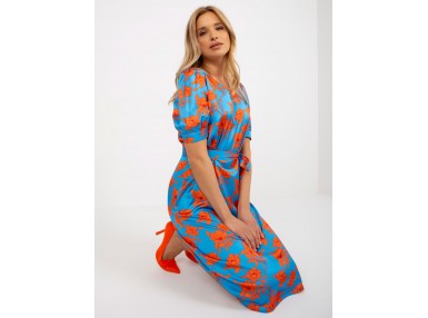 Robe longue femme à imprimé - bleue