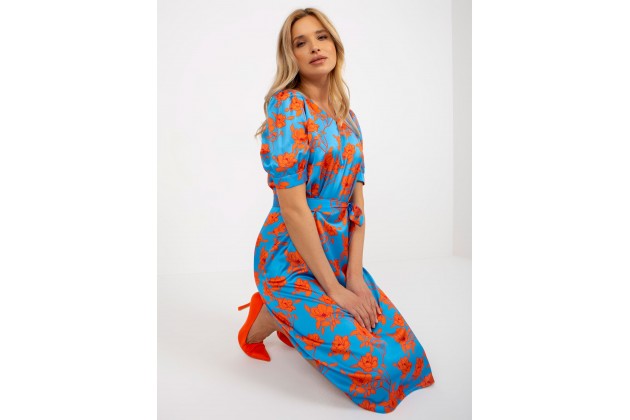 Robe longue femme à imprimé - bleue