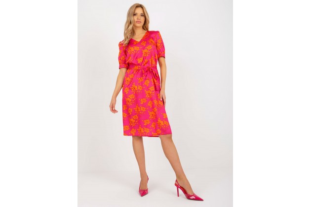 Robe longue femme à imprimé - fuchsia