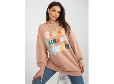 Sweat avec inscription - camel