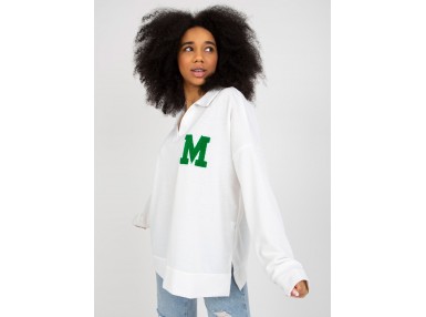Sweat-shirt col V manches longues - écru