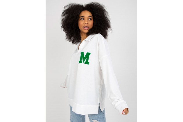 Sweat-shirt col V manches longues - écru