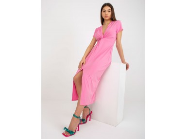 Robe longue en coton - rose