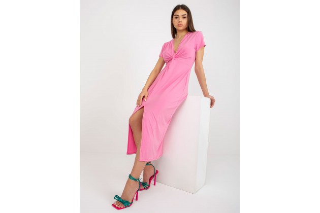 Robe longue en coton - rose