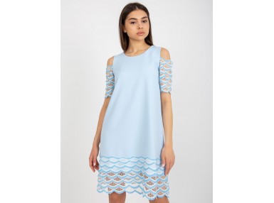 Robe  avec empiècement en dentelle - bleu clair