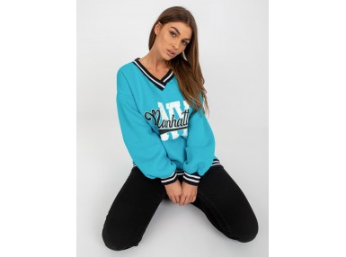 Sweat col rond en coton - bleu