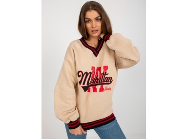 Sweat col rond en coton - beige