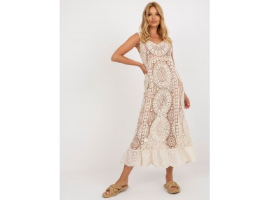  Robe longue  transparente en dentelle - beige clair