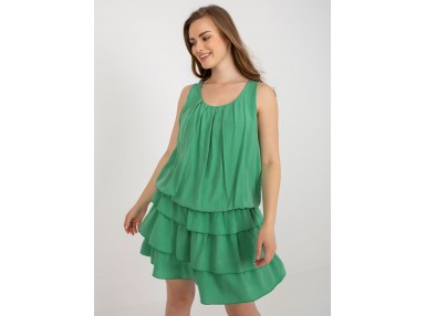 Robe courte étagée à volants  - verte