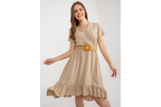 Robe cache-cœur - beige