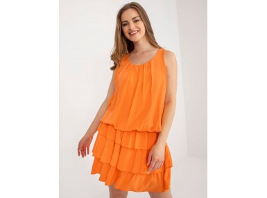 Robe courte étagée à volants - orange