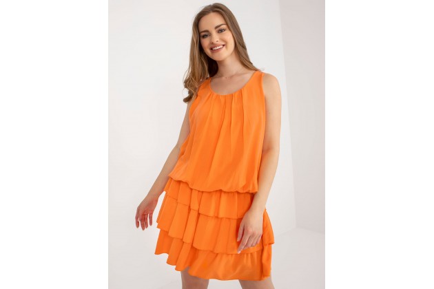 Robe courte étagée à volants - orange