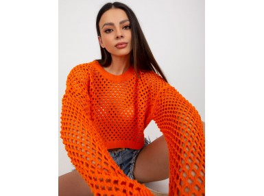 Pull à larges trous - orange