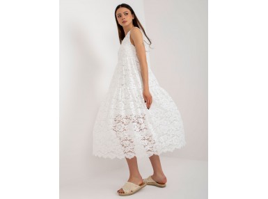 Robe sans manches en dentelle - blanche