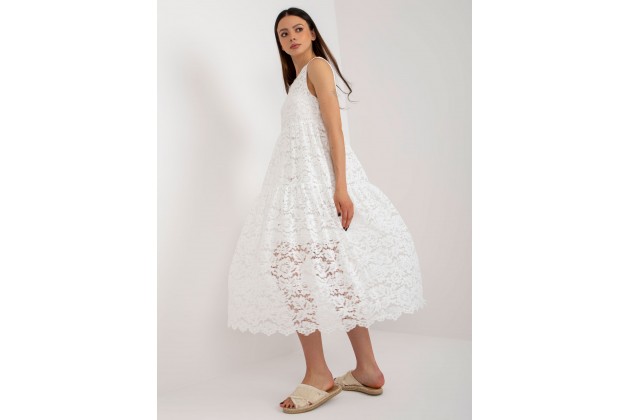 Robe sans manches en dentelle - blanche
