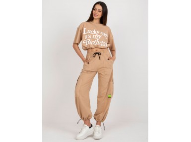 Ensemble t-shirt et pantalon - camel