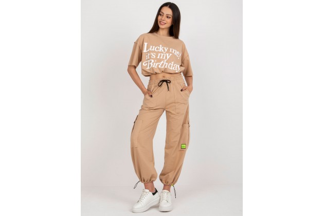 Ensemble t-shirt et pantalon - camel