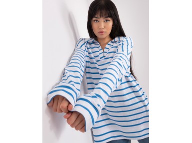 T-shirt en cotton avec col - blanc et bleu