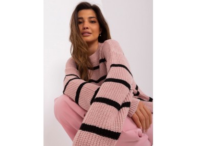 Pull rayé à manches longues - rose clair