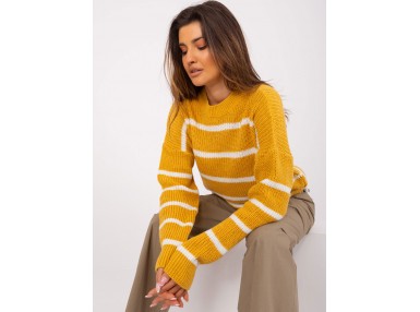 Pull rayé à manches longues - jaune