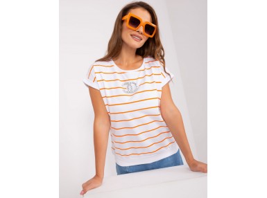 T-shirt imprimé rayé - orange