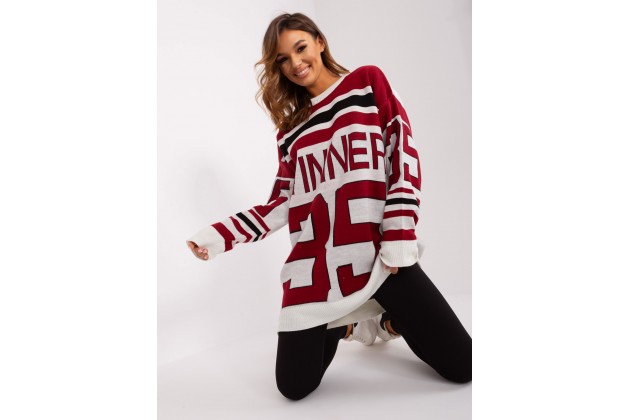 Pull imprimé - bordeaux