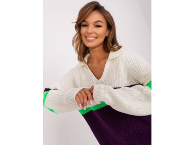 Pull en maille avec col polo - violet