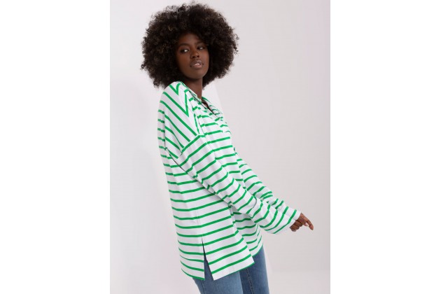 T-shirt en cotton avec col - blanc et vert