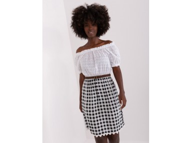 Robe courte à carreaux - blanche