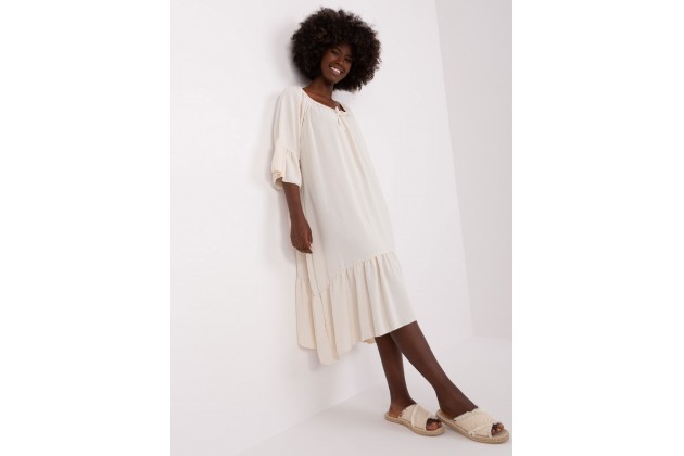 Robe de cocktail épaules nues - beige clair