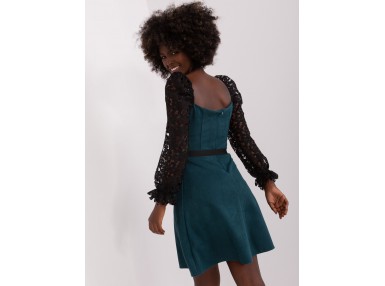 Robe à manches longues en dentelle - maritime