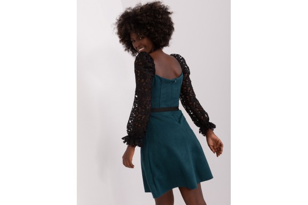 Robe à manches longues en dentelle - maritime