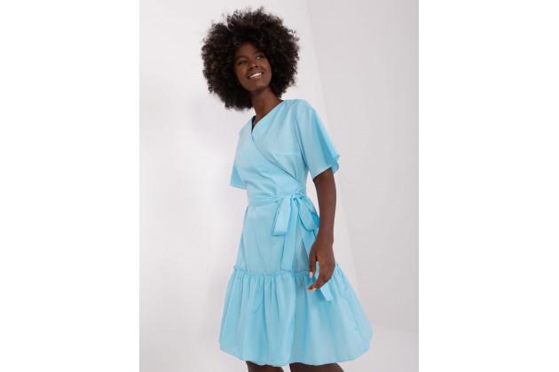 Robe en coton à volants - blue clair