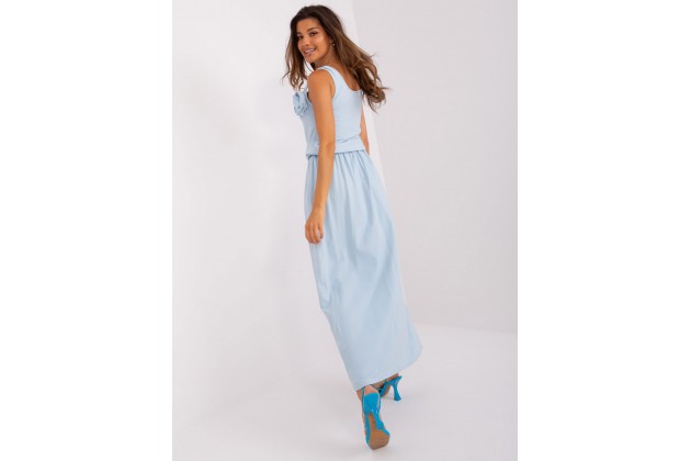 Robe longue femme avec une fleur - bleu clair