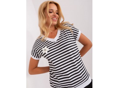 T-shirt imprimé rayé - blanc et marine