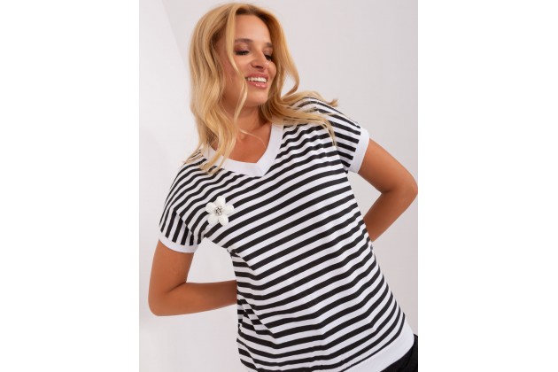 T-shirt imprimé rayé - blanc et marine