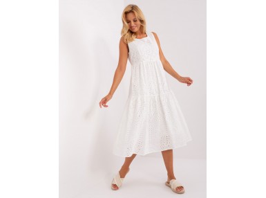 Robe longue en coton brodé - blanc