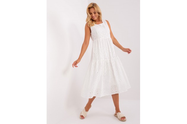 Robe longue en coton brodé - blanc